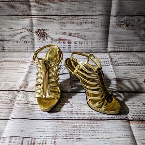 Pulse Gold Strappy 4" Heels Size 6